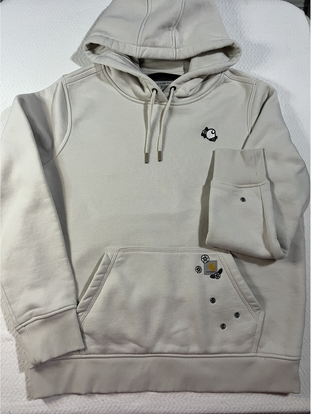 Carhartt Relaxed Fit Hoodie with Floral Embroidery, Size Large (12-14)